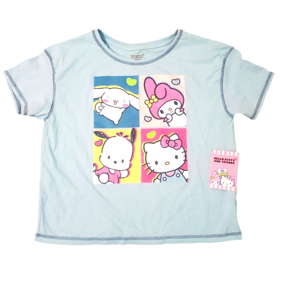 Sanrio‎ Hello Kitty & Friends Junior Blue Graphic Short Sleeve T-Shirt Size XL